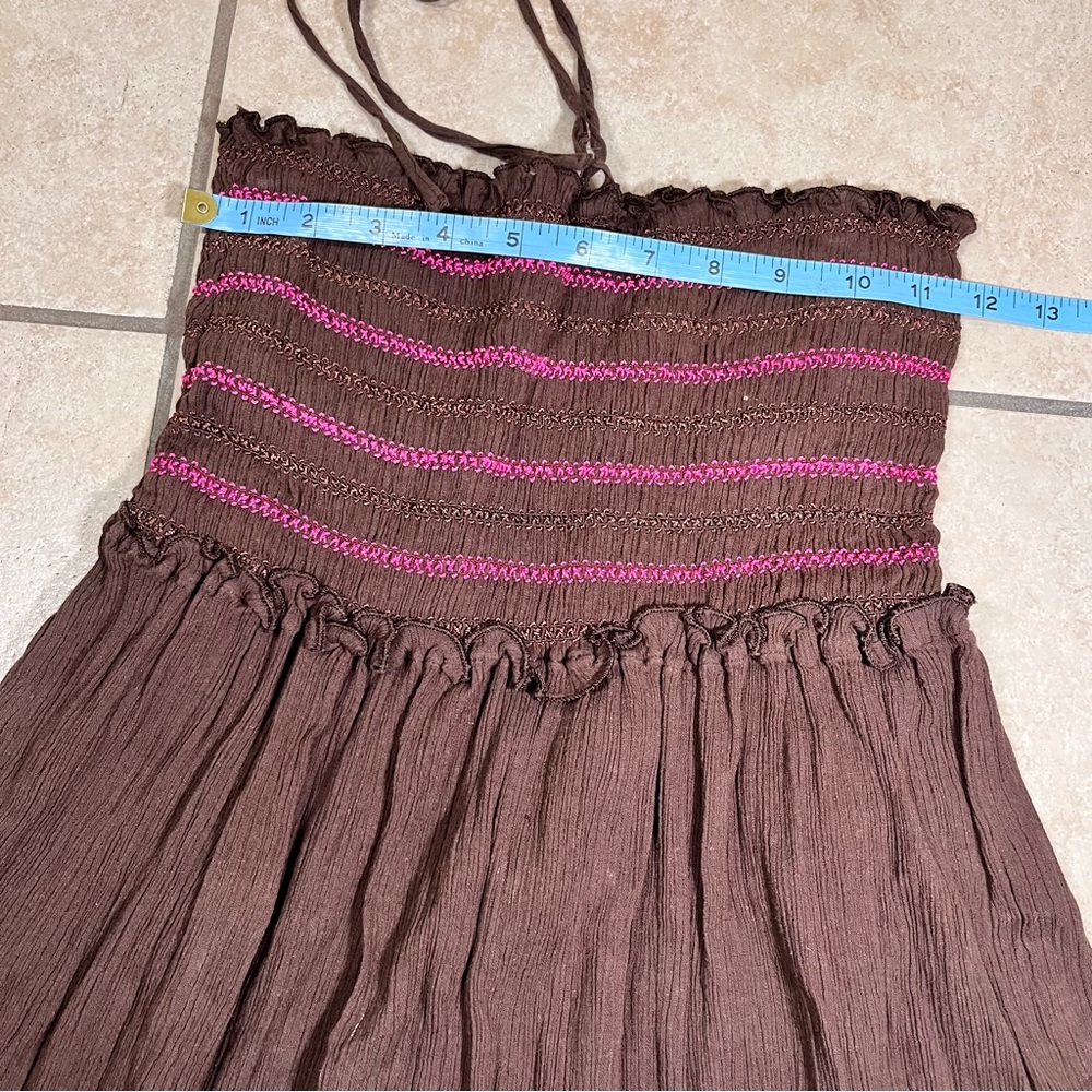 Vintage Y2K Halter Neck Cotton Summer Boho Flowy Western Rodeo Mini Dress‎ M - Picture 4 of 5